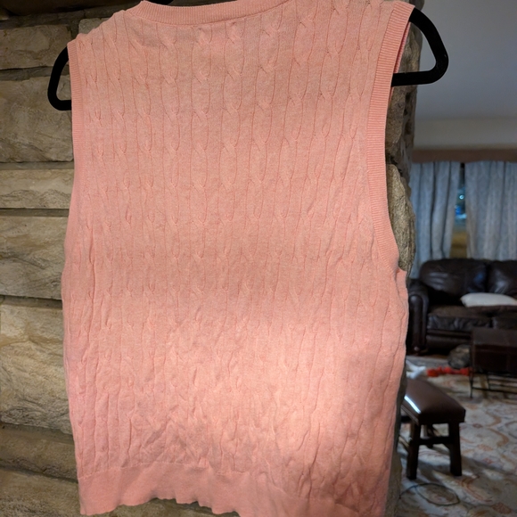 Pink J Crew Large Cable Knit Sleeveless Sweater - Picture 7 of 7